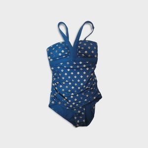Boden Corsica V-neck swimsuit in gold and Teal size US 2 UK 6